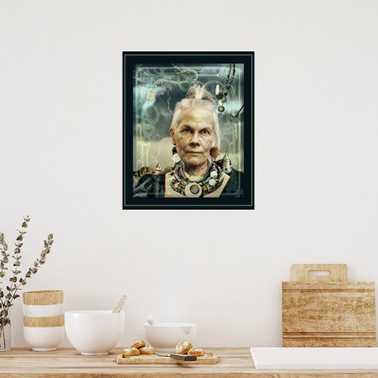 Groene heks poster (Keuken)