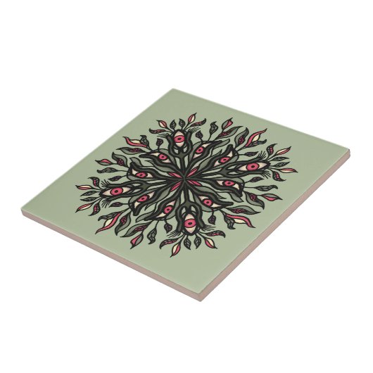 Groene heks rare natuur liefhebber psychedelische  tegeltje (Zijkant)