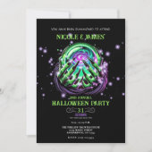 Groene heks staren magische bal Halloween Party Kaart (Voorkant)