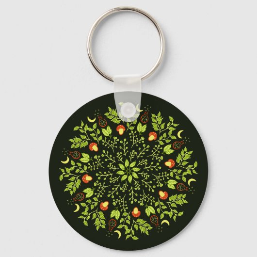 Groene heks toverdrank paddenstoel bladeren plante sleutelhanger (Voorkant)