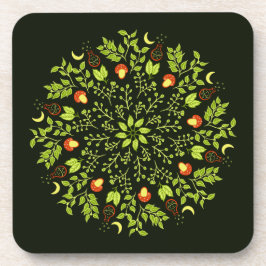 Groene heksen paddenstoel verlaat planten mandala bier onderzetter