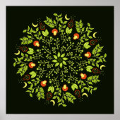 Groene heksen paddenstoel verlaat planten mandala poster (Voorkant)
