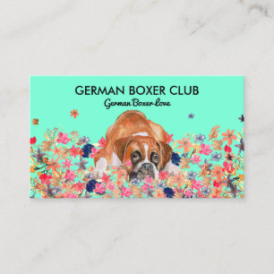 Groene heldere schattige Boxer Hond Visitekaartje