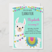 Groene Hele Llama Leuke Verjaardag Uitnodiging (Voorkant)