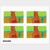 Groene hemel, rode boogpaard: naam toevoegen rechthoekige sticker (Vel)