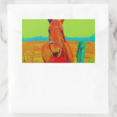 Groene hemel, rode boogpaard: naam toevoegen rechthoekige sticker (Tas)