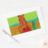 Groene hemel, rode boogpaard: naam toevoegen rechthoekige sticker (Envelop)