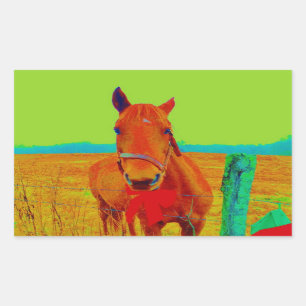 Groene hemel, rode boogpaard: naam toevoegen rechthoekige sticker