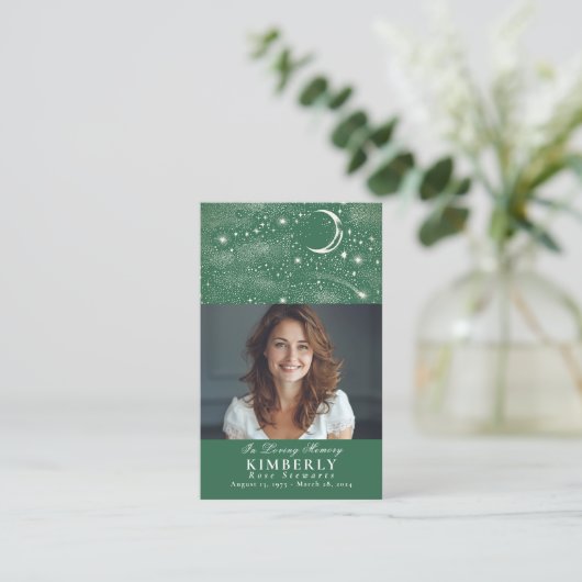 Groene Hemelse Begrafenis Gedenkteken Fotokaart Visitekaartje (Staand voorkant)