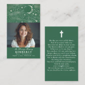 Groene Hemelse Begrafenis Gedenkteken Fotokaart Visitekaartje (Voorkant / Achterkant)