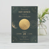 Groene Hemelse Maan mystiek baby shower Kaart (Staand voorkant)