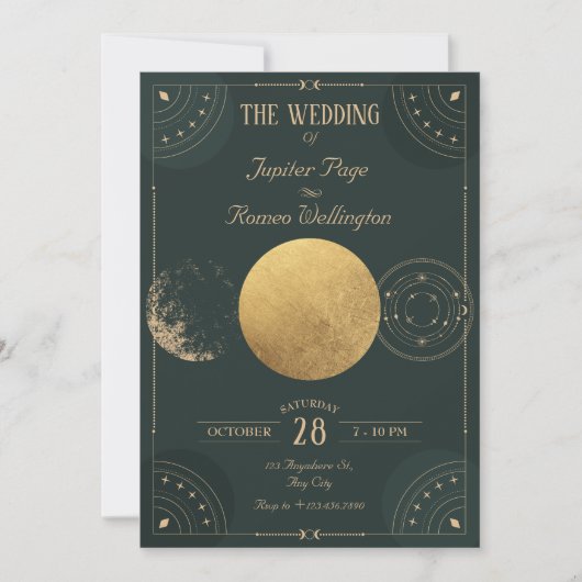 Groene Hemelse Maan mystieke bruiloft Kaart (Voorkant)