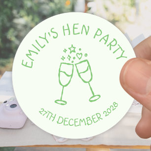 Groene Hen Party Bachelorette Toast Ronde Sticker