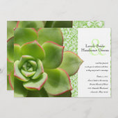 Groene hennen en kippen Succulent Wedding Invitati Kaart (Voorkant / Achterkant)
