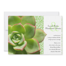 Groene hennen en kippen Succulent Wedding Invitati