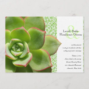 Groene hennen en kippen Succulent Wedding Invitati Kaart