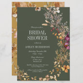 Groene Herfst Bloemen Boho Bruids Douche Uitnodigi Kaart