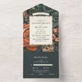  Groene Herfst Bloemen bruiloft All In One Uitnodiging (Binnen)