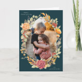 Groene herfst bloemen Thanksgiving foto Kaart (Voorkant)