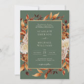 Groene herfst bloemige bruiloft kaart (Voorkant)