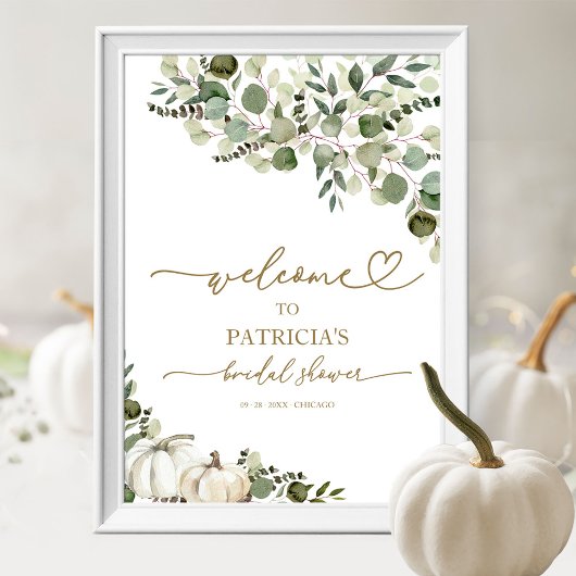 Groene herfst bruidssalon welkomstbord poster