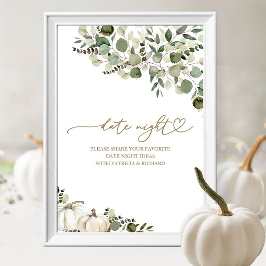 Groene Herfst Bruiloft Feest Datum Nacht Pot Bord Poster