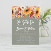 Groene Herfst Floral bruiloft gelofte verlenging Kaart (Staand voorkant)