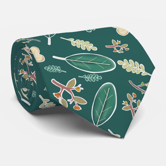 Groene Herfst laat Stropdas  (Opgerold)