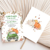 Groene Herfst pompoen Truck Baby shower Kaart