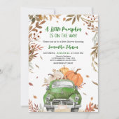 Groene Herfst pompoen Truck Baby shower Kaart (Voorkant)