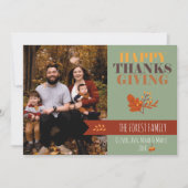 Groene Herfst Thanksgiving Foto aangepast Feestdagenkaart (Voorkant)