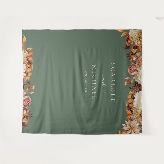 Groene herfstbruiloft wandkleed (Voorkant (horizontaal))