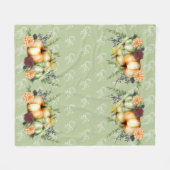 Groene herfstpompoen waterverf Thanksgiving Fleece Deken (Voorkant (Horizontaal))