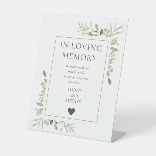 Groene herinnering 'In Loving Memory' Reclamebord Met Voetstuk (Voorkant)
