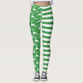 Groene herten en strepen Kerstmis Leggings (Voorkant)