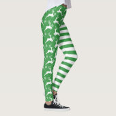 Groene herten en strepen Kerstmis Leggings (Rechts)