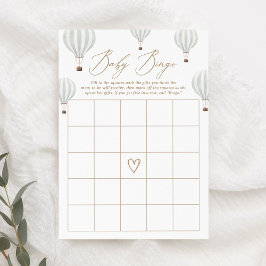 Groene Hete Luchtballon Baby shower Bingogame Kaart