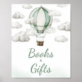 Groene Hete Luchtballon Baby shower Boeken en Gesc Poster (Voorkant)