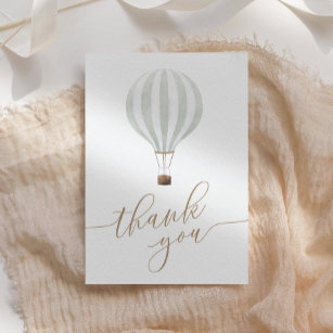 Groene Hete Luchtballon Baby shower Dank u Kaart
