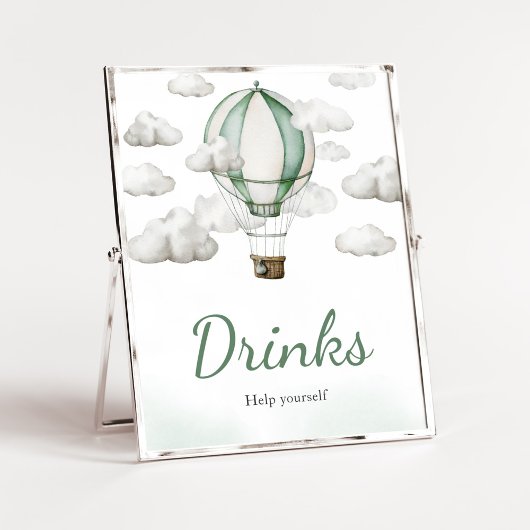 Groene Hete Luchtballon Baby shower Drinken Poster