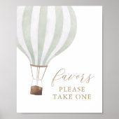 Groene Hete Luchtballon Baby shower Favorieten Sig Poster (Voorkant)