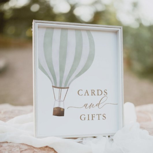 Groene Hete Luchtballon Baby shower Kaarten en Ges Poster