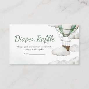 Groene Hete Luchtballon Baby shower Luier Raffle Informatiekaartje