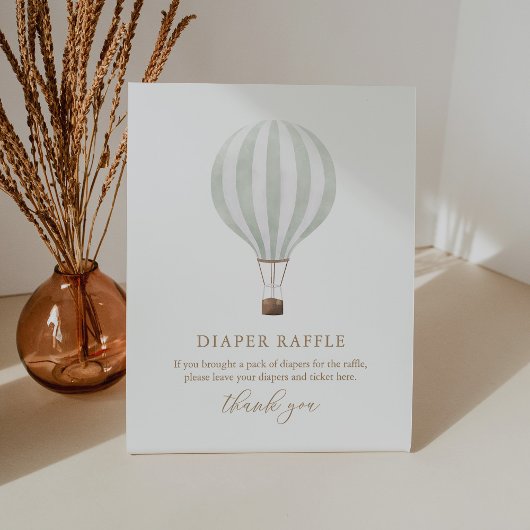 Groene Hete Luchtballon Baby shower Luier Raffle Reclamebord Met Voetstuk