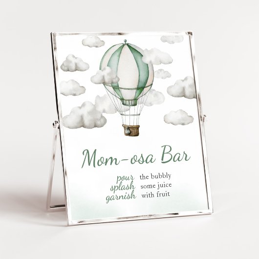 Groene Hete Luchtballon Baby shower Moeder Osa Bar Poster