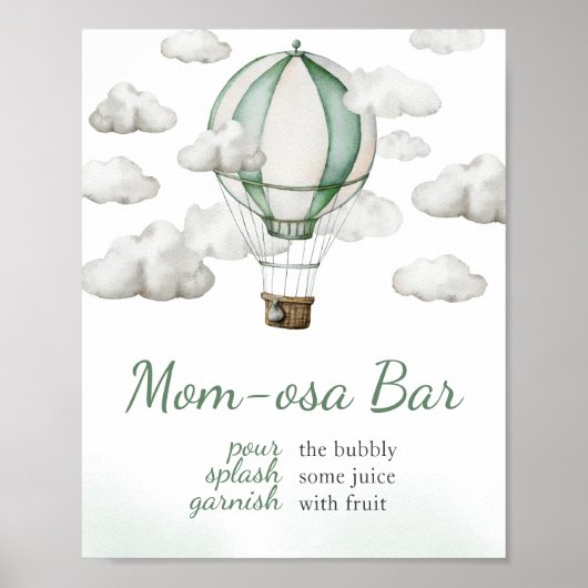 Groene Hete Luchtballon Baby shower Moeder Osa Bar Poster (Voorkant)