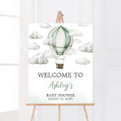 Groene Hete Luchtballon Baby shower Welkom Poster