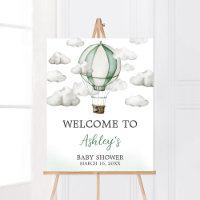 Groene Hete Luchtballon Baby shower Welkom
