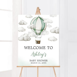 Groene Hete Luchtballon Baby shower Welkom Poster