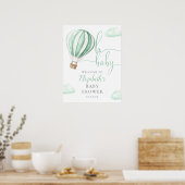 Groene Hete Luchtballon Baby shower Welkomstbord Poster (Keuken)